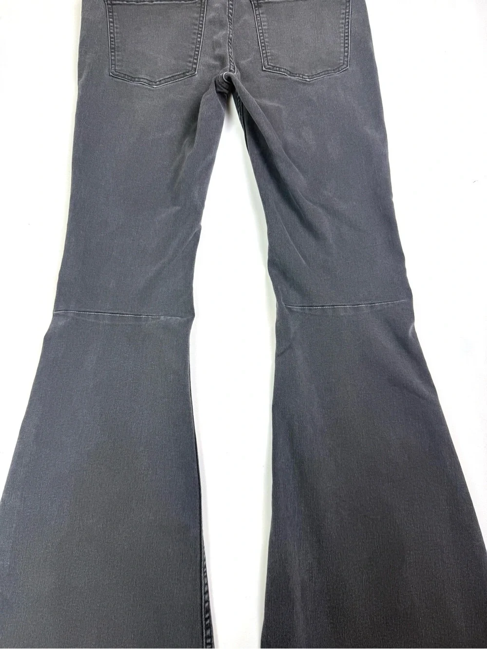 Free People FP Pull On Flare Jeans Washed Black Stretch High Rise Size 27 Boho